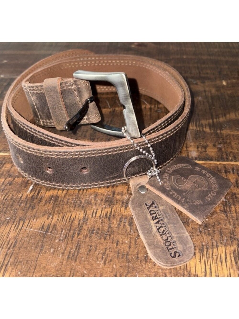 NWT-Stockyard X Mens Belt Dark Brown Full Grain Leather Belt 43”L x 1.75”w